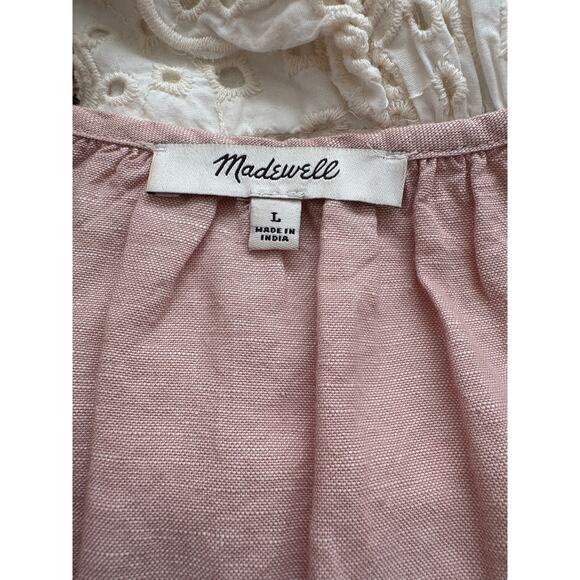 Madewell Linen Blend Lorelai Mini Dress Dusty Blush Pink Size L - Picture 8 of 12